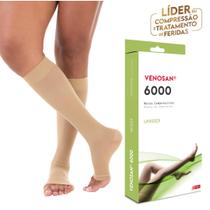 Meia 3/4 Venosan 6000 Compressão 20-30mmHg Panturrilha Pé Aberto Bege
