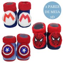 Meia 3d bebê pantufa personagens com 3 pares menino