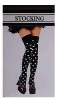 Meia 7/8 Festas Cosplay Pin Up Geek Preto Bolinhas Branca Meia 7/8 Festas Cosplay Pin Up Geek Preto Bolinhas Branca