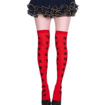 Meia 7/8 Longa Adulto Festa Fantasia: Modelo Rainha de Copas Naipe de Baralho