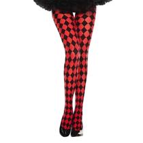 Meia 7/8 Rainha de Copas Losango Quadriculado Xadrez - Festa Fantasia Cosplay Carnaval