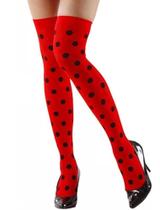 Meia 7/8 Vermelha Bolinhas Pretas Joaninha Festa Fantasia Adulto Juvenil Meia 7/8 Vermelha Bolinhas Pretas Joaninha Festa Fantasia Adulto Juvenil