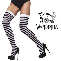 Meia 7/8 Wandinha Listrada: Festa Fantasia Cosplay Dança Carnaval