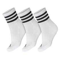 Meia Adidas 3S C SPW Mid 41 Ao 43 - Pack Com 03 Pares - Branco e Preto