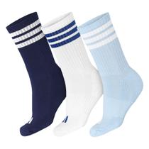 Meia Adidas Cano Alto Cushioned - Pack com 3 Pares - Branco Marinho e Azul Claro