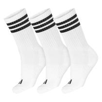 Meia Adidas Cano Alto Três Listras Pack Com 3 Pares Branco