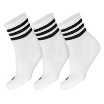 Meia Adidas Cano Médio Três Listras Pack Com 3 Pares Branco Meia Adidas Cano Médio Três Listras Pack Com 3 Pares Branco