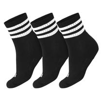Meia Adidas Cano Médio Três Listras Pack Com 3 Pares Preto
