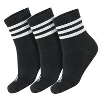 Meia Adidas Cushioned 3s Sportswear Cano Medio 41 ao 43 Pack Com 3 Pares Preto e Branco