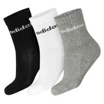 Meia Adidas Infantil Linear Pack com 3 Pares - Branco Preto e Cinza Meia Adidas Infantil Linear Pack com 3 Pares - Branco Preto e Cinza
