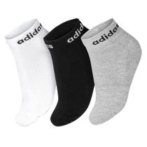 Meia Adidas Lin Ankle 38 ao 40- Pack com 03 unidades Branco Cinza e Preto