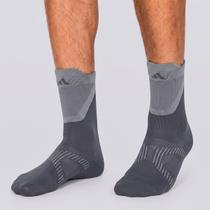 Meia Adidas Run Light Crew Cano Alto Cinza