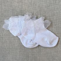 Meia Algodão Renda c/ Laço Voal - Branco Meia Algodão Renda c/ Laço Voal - Branco