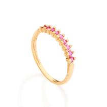 Meia aliança 18k com zircônias ROSA 511027 Rommanel