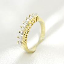 Meia Aliança Anel Aparador Largo 3mm em Ouro com Diamonics Meia Aliança Anel Aparador Largo 3mm em Ouro com Diamonics