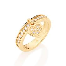 Meia aliança banhada a ouro 18k com zircônia Cód. 5113761800 TAM 18