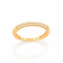 Meia aliança banhada a ouro 18k com zircônias Cód. 5129721806 TAM 18