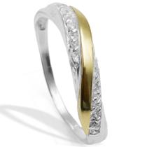 Meia Aliança Com Aplique em Ouro Prata 925 e Zircônias Meia Aliança Com Aplique em Ouro Prata 925 e Zircônias