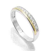 Meia Aliança Com Filete em Ouro e Prata 925