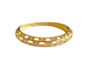Meia Aliança com Zircônias Ouro 18k Roishi - 1.97