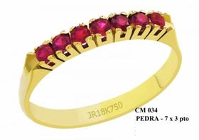 Meia Aliança de Ouro 18K Ilinóis com Rubi