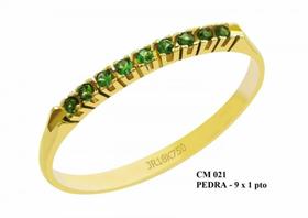 Meia Aliança de Ouro 18K Roma com Esmeraldas Meia Aliança de Ouro 18K Roma com Esmeraldas