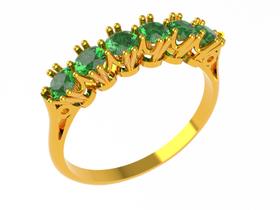 Meia Aliança em Ouro 18k com Esmeraldas Elegância em Cada Detalhe