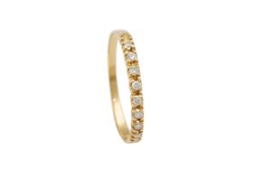 Meia Aliança em Ouro Amarelo 18K com Diamantes 0,12ct