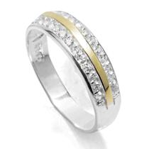 Meia Aliança em Prata 925 com Aplique de Ouro Meia Aliança em Prata 925 com Aplique de Ouro