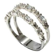 Meia Aliança Em Prata 950 Com Zircônias Cristais