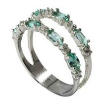 Meia Aliança Em Prata 950 Com Zircônias Turmalina Paraiba