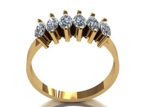 Meia Aliança navete Prata banhado a ouro Com Zirconia