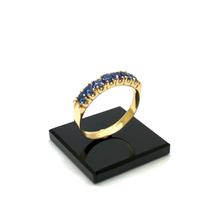 Meia Aliança Ouro 18k 7 Safiras Natural K580 Pedra Azul Meia Aliança Ouro 18k 7 Safiras Natural K580 Pedra Azul