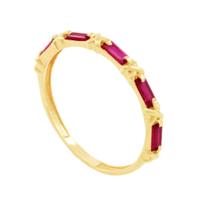Meia Aliança Ouro 18K com Rubis - AU1598 Meia Aliança Ouro 18K com Rubis - AU1598
