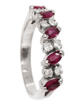 Meia Aliança Ouro Branco 18k Navete Turmalina Diamante Prateado Aro 15,5