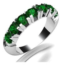 Meia Aliança Prata Com Zirconia Verde 950 Meia Aliança Prata Com Zirconia Verde 950