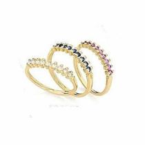 Meia aliança Rommanel folheada a ouro com zircônias 511027