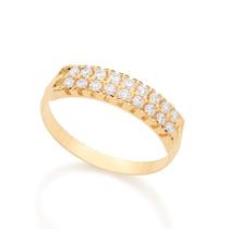 Meia Aliança Rommanel Folheado a Ouro com Zircônia 512367