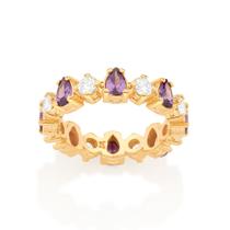 Meia Aliança Rommanel Folheado a Ouro com Zircônia 513075