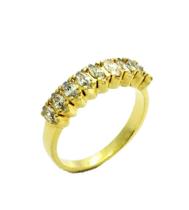 Meia Aliança Zirconias Cristal Navete Banhada 2262