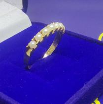 Meia Alianças Pérolas 3 mm Peso 1.60 Gramas Ouro 18 Kilates