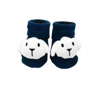 Meia Antiderrapante Plin Baby 3D Cachorro Azul Marinho