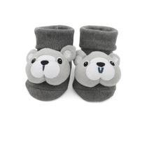 Meia Antiderrapante Plin Baby 3D Cachorro Buldogue Com Listras