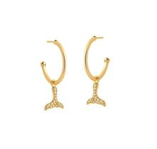 Meia Argola com Pingente de Cauda Cravejada Banhada a Ouro - Joia Elegante