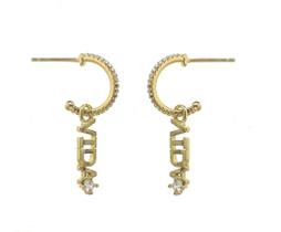 Meia argola com pingente vida banhada a ouro 3,3 cm