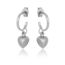 Meia Argola Coração de Aço Inox