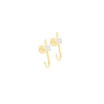 Meia Argola Ouro 18K com Diamante - AU11240