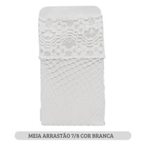 Meia Arrastão 7/8 Branca com Renda Colorida Adulto Fantasia