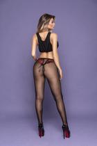 Meia Arrastão com Detalhes de Fitas e Renda na Parte de Trás - Ref. Y2088/0103