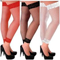 Meia arrastão com renda